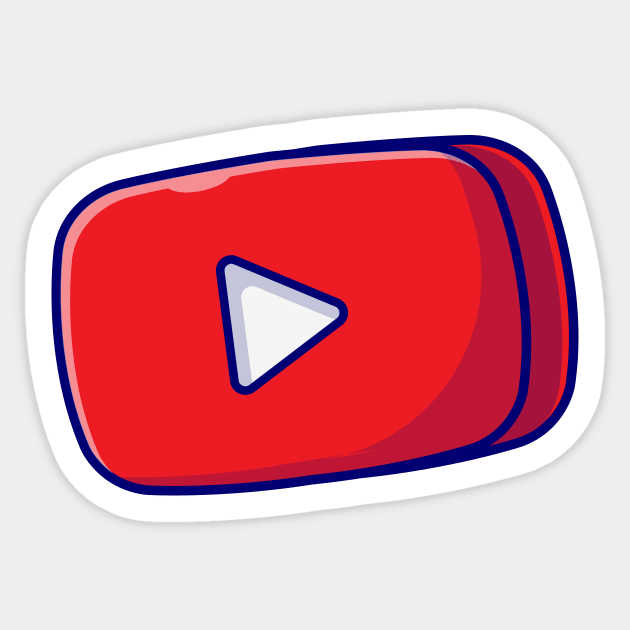 Red Play Button in Rounded Rectangle Music Cartoon Vector Icon Illustration (2) Sticker by Catalyst Labs